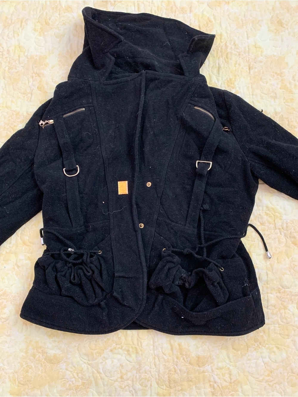 Baby Phat Black Hooded Drawstring Puffer Jacket